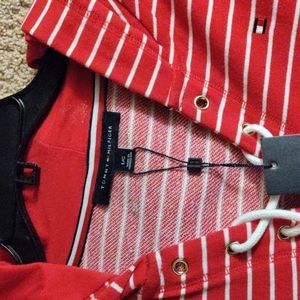 Red and white sweater dress